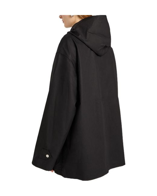 Totême Black Jacket With Hooded Scarf Effect