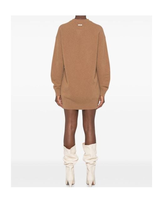Elisabetta Franchi Brown Cut-Out Knitted Mini Dress