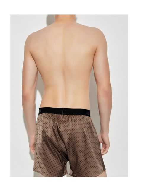 Tom Ford Brown Polka-Dot Pattern Silk Boxers for men