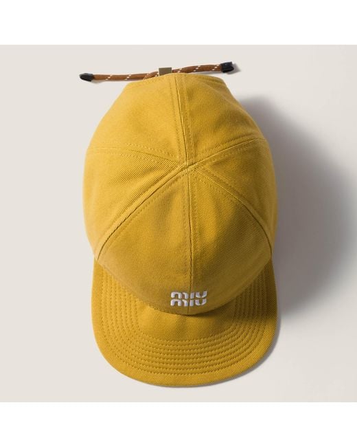 Miu Miu Yellow Logo Embroidered Baseball Cap