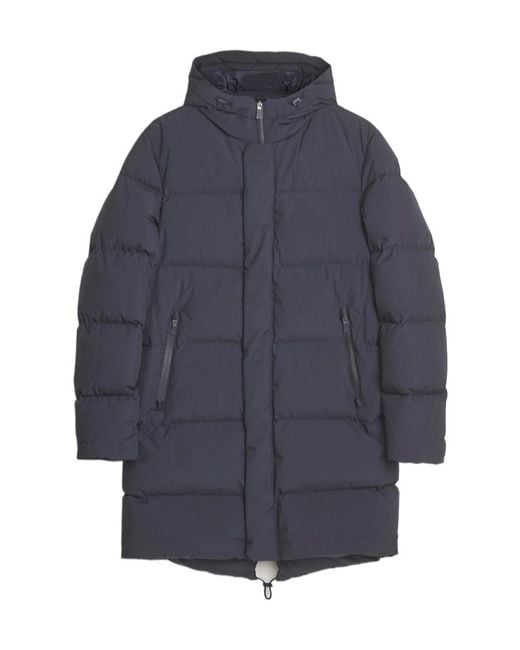 Herno Blue Quilted Hooded Coat for men