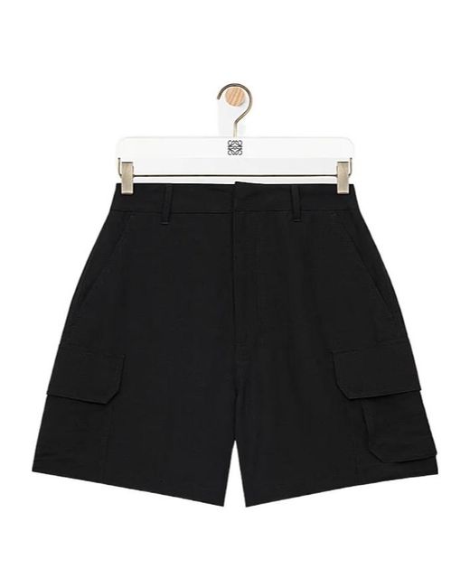 Loewe Black Logo Patch Cargo Shorts for men