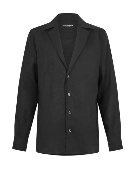 Dolce & Gabbana Black V-Neck Long Sleeve Shirt for men