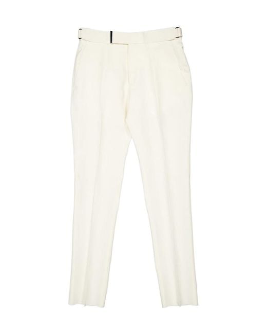 Tom Ford White Pressed-Crease Adjustable-Waist Trousers for men