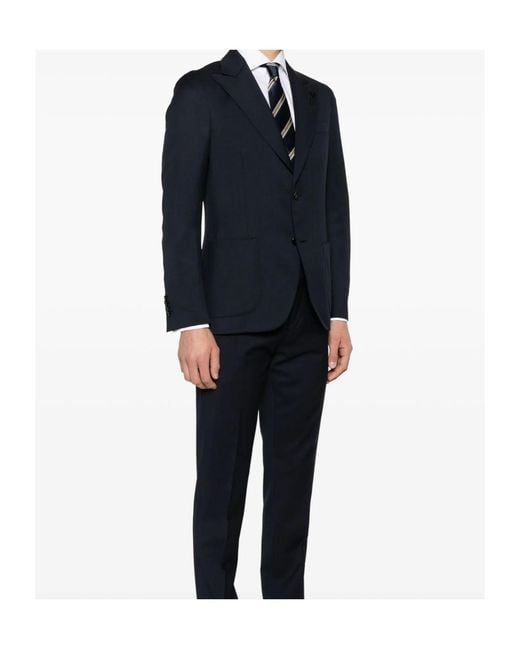 Lardini Blue Single-Breasted Patch-Pocket Blazer for men