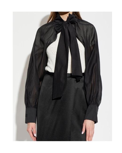 By Malene Birger Black Canny Tie-Neck Sheer Top