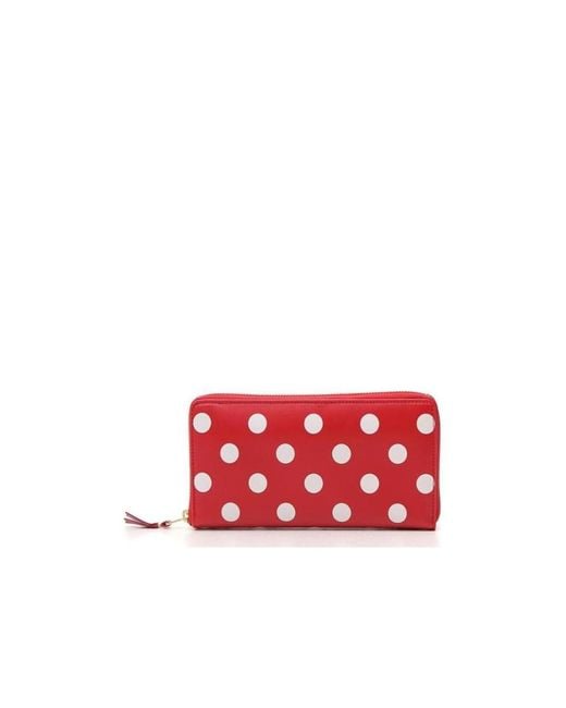 Comme des Garçons Red Comme Des Garçons Wallet Polka Dot Printed Zip-Around Wallet