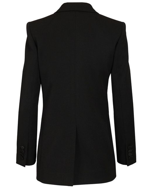 Saint Laurent Black Double-Breasted Long-Sleeved Jacket