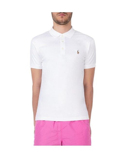 Polo Ralph Lauren White Embroidered Logo Polo Shirt for men