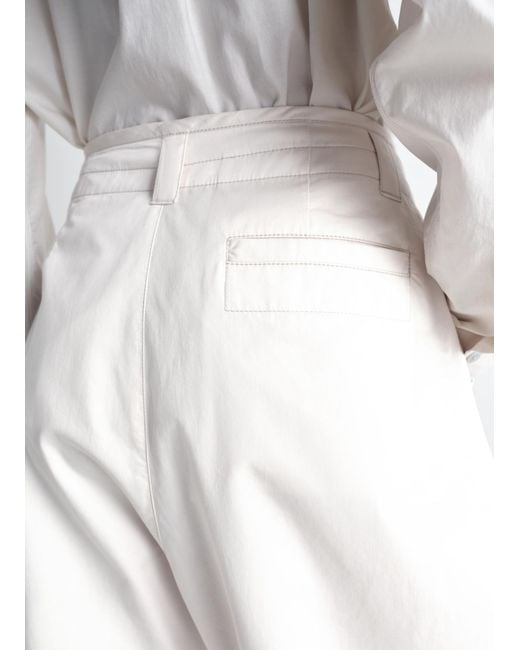 Lemaire White Pleated Balloon Shorts