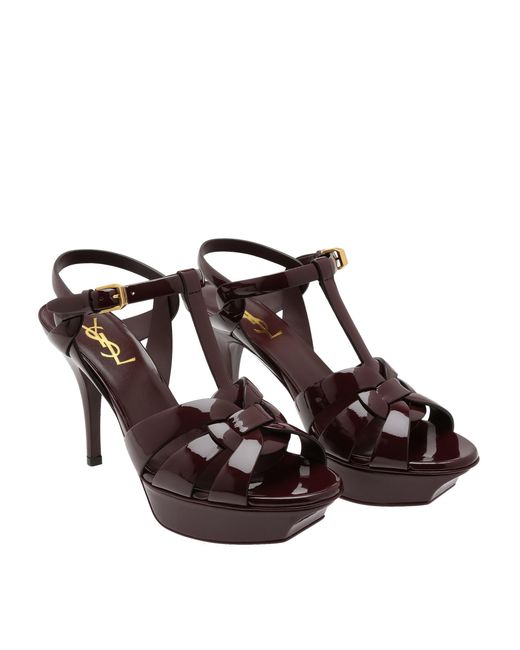 Saint Laurent Black Tribute 75 Patent Platform Sandals