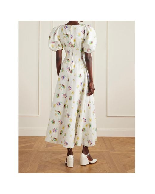 Gabriela Hearst White Ranya Floral-Print Linen-Twill Dress