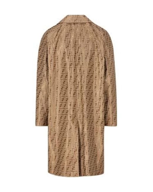Fendi Natural Ff Printed Long Sleeved Coat