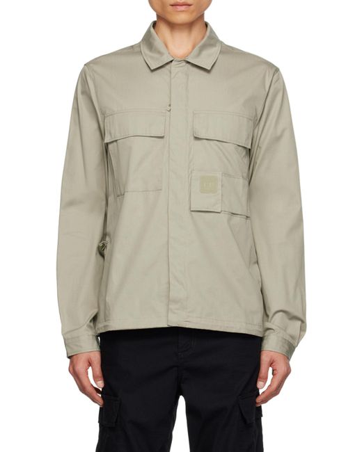 C P Company Gray Zip-Up Cotton Shirt for men