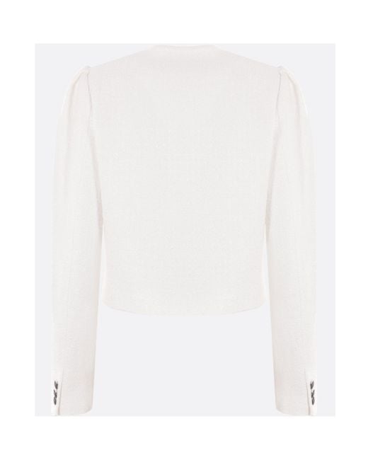 Alessandra Rich White Double-Breasted Bouclé Jacket
