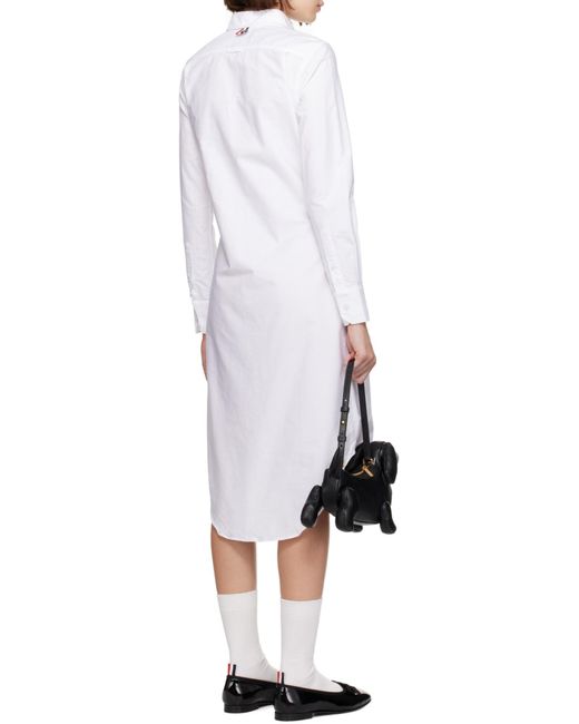 Thom Browne White Buttoned Knee-Length Shirt Dress