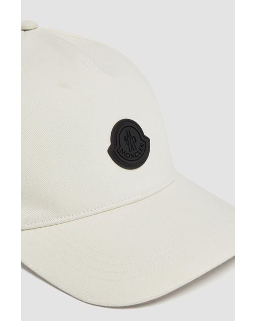 Moncler White Logo Patch Curved Peak Cap for men