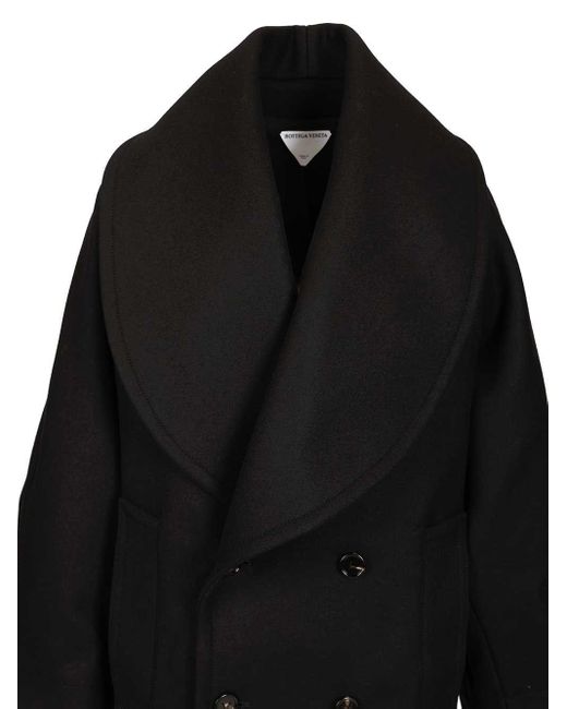 Bottega Veneta Black Double Breasted Felt Coat
