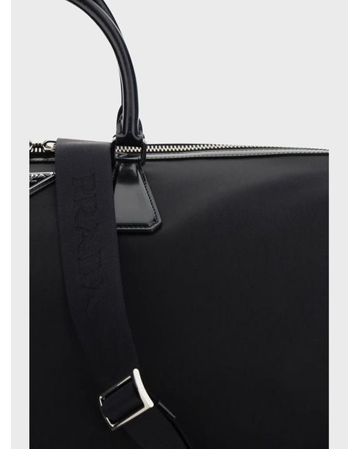 Prada Black Triangle Logo Travel Bag for men