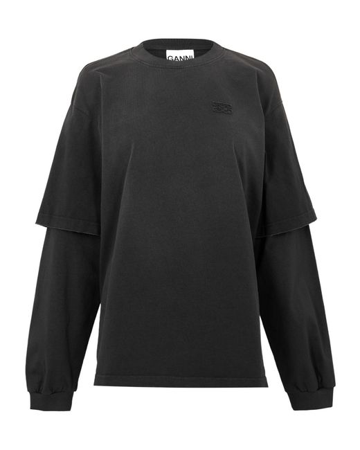 Ganni Black Long Sleeve T-Shirt