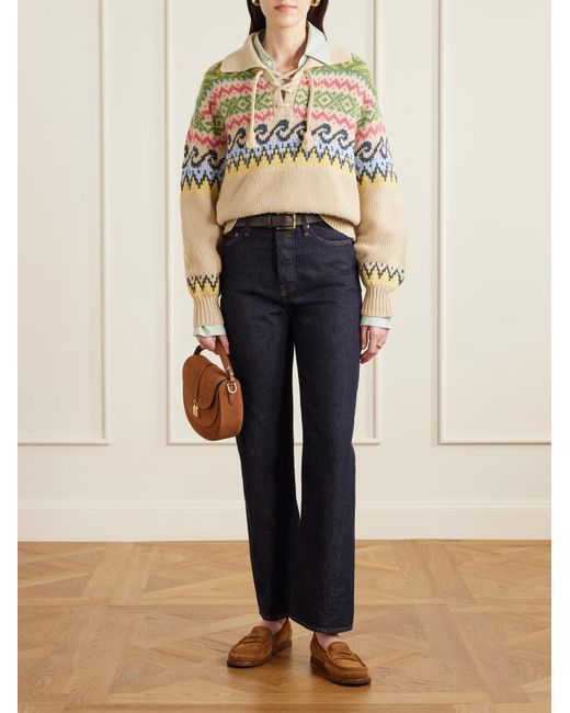Polo Ralph Lauren Metallic Lace-Up Fair Isle Knitted Sweater