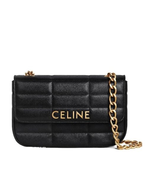 Céline Black Chain Shoulder Bag Matelasse Monochrome