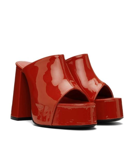 By Far Red Embossed High-Heeled Sandals