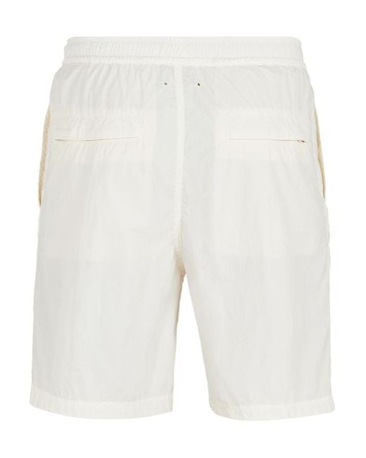 Stone Island White Logo-Print Swim Shorts for men