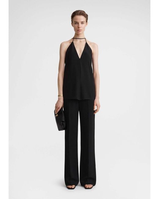 Totême Black Totême Double Halterneck Silk Top