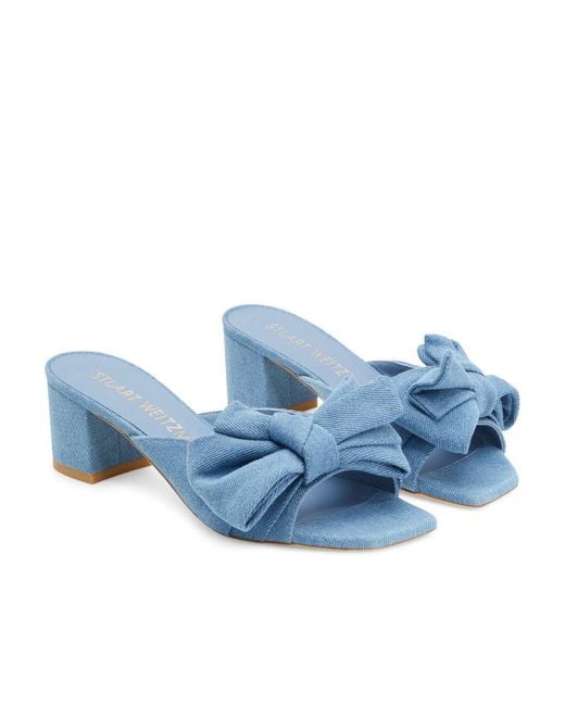 Stuart Weitzman Blue Logo High-Heeled Sandals