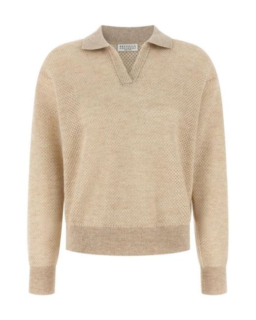 Brunello Cucinelli Natural Dropped Shoulder Polo Shirt