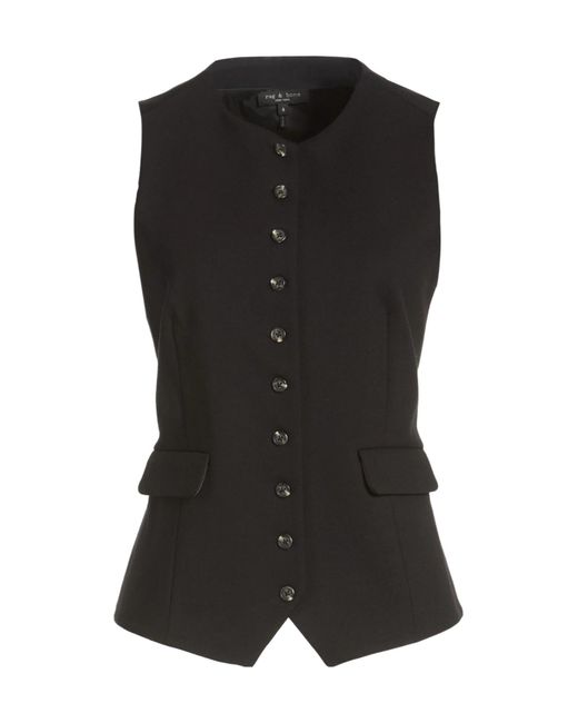 Rag & Bone Black Herringbone Elastic Waistcoat