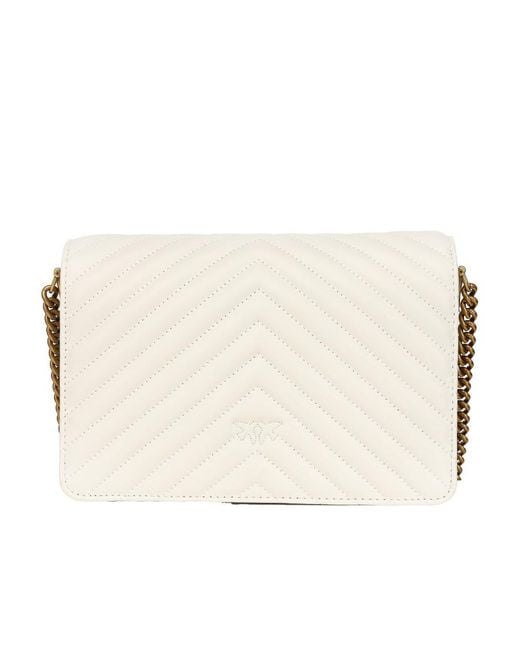 Pinko Natural Classic Love Click Foldover Top Crossbody Bag