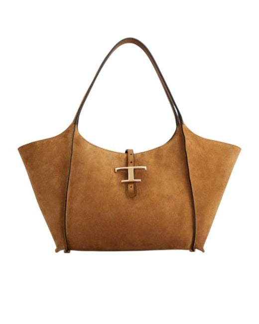Tod's Brown T Timeless Shopping Bag