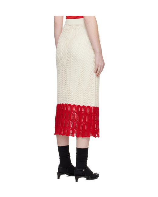 Jil Sander Red Elastic-Waistband Midi Skirt