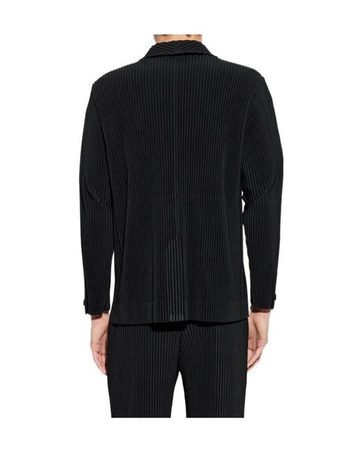 Homme Plissé Issey Miyake Blue Plissé-Effect Notched-Lapel Jacket for men
