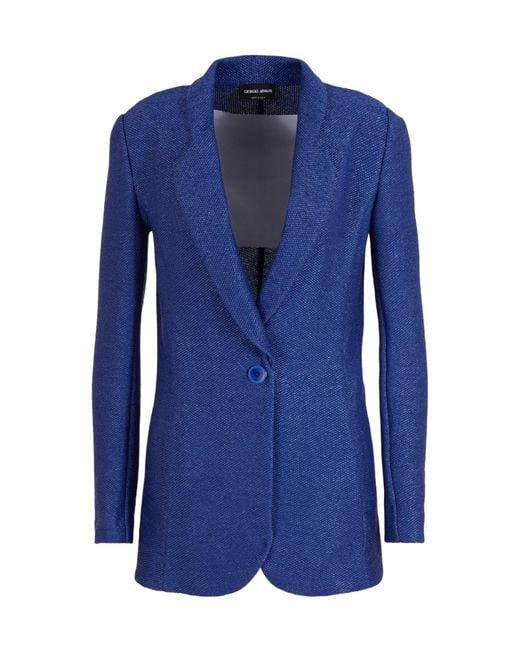 Giorgio Armani Blue Patterned-Jacquard Blazer