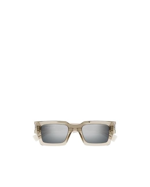 Saint Laurent White Eyewear Rectangular Frame Sunglasses for men