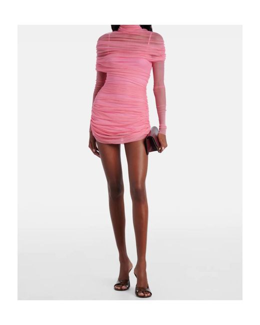 Christopher Esber Pink Christo Ruched Sheer Silk Minidress