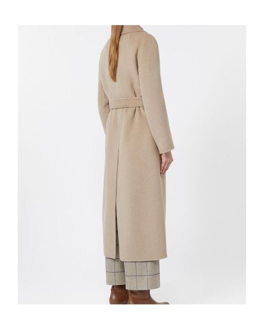 Max Mara Natural Wool And Cashmere Coat With Belt