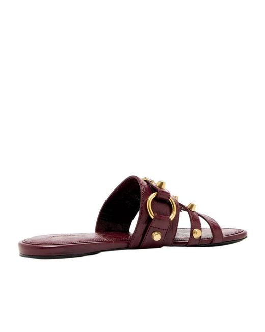 Balenciaga Brown Stud Detailed Slip-On Sandals