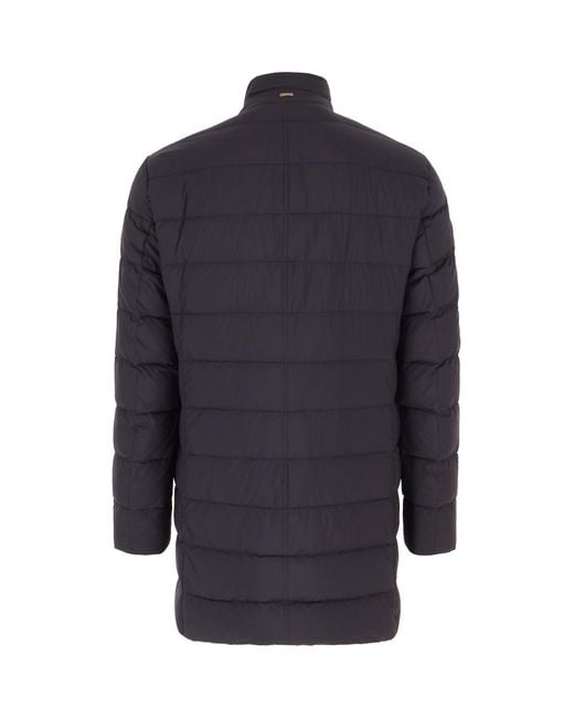 Herno Blue Single-Breasted Padded Coat for men