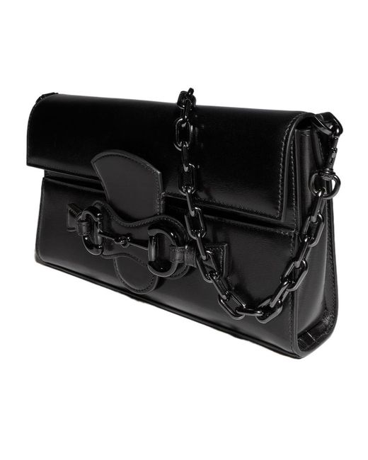 Gucci Black Horsebit Ristretto Medium Shoulder Bag