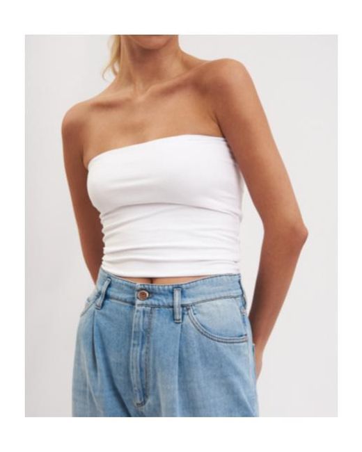 Brunello Cucinelli White Strapless Stretched Top