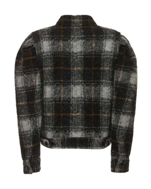 Isabel Marant Black Plaid Wool-Blend Casual Jacket