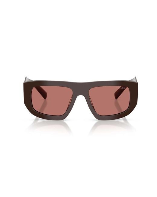 Prada Brown Eyewear Triangle Logo Geometric Frame Sunglasses