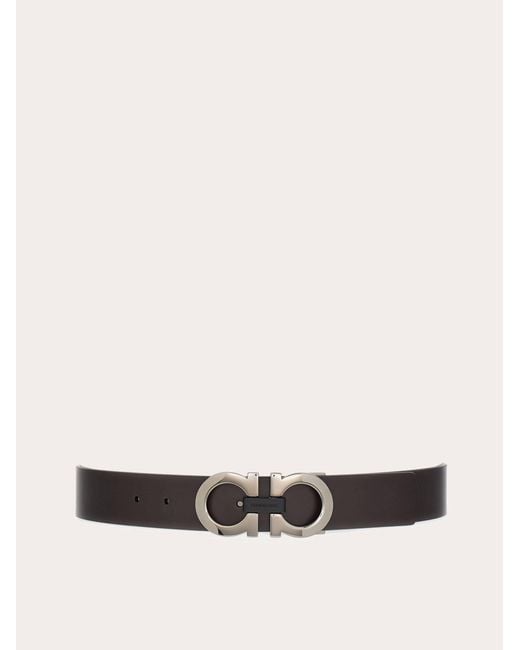 Ferragamo White Double-Sided Adjustable Gancini Belt for men