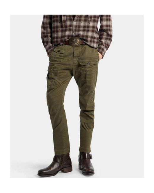 DSquared² Green Chino Cargo Pants for men