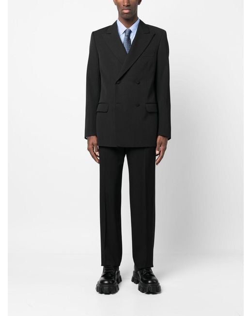 Lanvin Black Double-Breasted Long-Sleeved Blazer for men