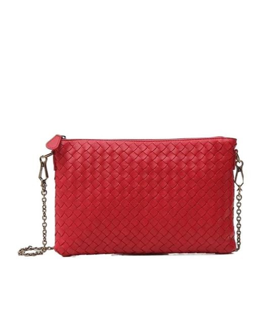 Bottega Veneta Red Woven Crossbody Bag